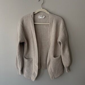 Wilfred Free Off White 100% Merino Wool Open-Front Cardigan